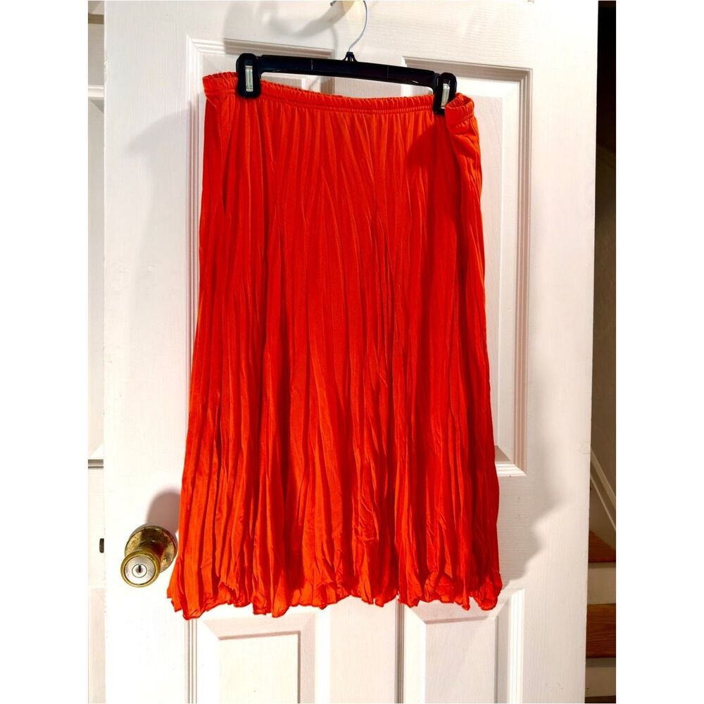 New Directions Boho Coral Crinkle Midi Skirt Size Large